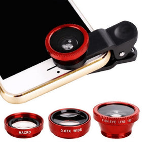 3-in-1 Wide Angle Macro Fisheye Lens Camera Kits Mobile Phone Fish Eye Lenses with Clip 0.67x for iPhone Samsung All Cell Phones