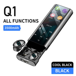 QCR Q1 Wireless Bluetooth Earphone Earbuds Multi-function MP3 Player Earbuds IPX7 Waterproof 9D TWS Earphone 6000mAh Power Bank