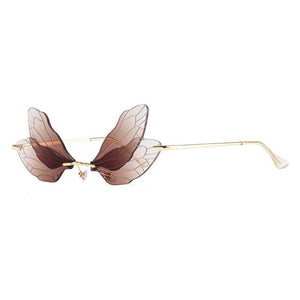 1pc Fashion Очки Rimless Sunglasses Women Vintage Designer Dragonfly Clear Lens Steampunk Glasses Motorcycle Accessories