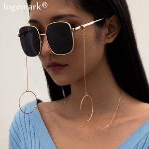 2021 Simple Fashion Women Reading Glasses Chain Vintage Punk Cool Metal Sunglasses Cord Casual Round Lanyard Eyewear Accessories