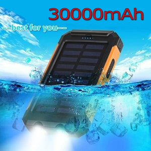 30000 mAh Waterproof Solar Power Bank Dual USB with SOS LED Charger Travel Powerbank for All Phone of All Over The World