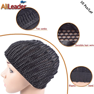 5Pcs/Lot Wholesale Price Wig Caps For Making Wigs Box Braided Cornrow Wig Caps With Combs Top Easier Sew In Braided Wig Caps