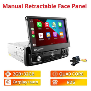 Android 11 Quad Core 2G 32G Single 1 Din Car Autoradio Player Universal Retractable Screen Car Radio WiFi MP5 Car GPS Navigation