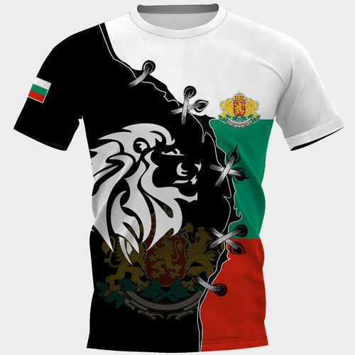 Bulgaria Men's T-Shirt National Emblem Print Summer Round Neck Short Sleeve Top Casual T-Shirt Oversized Men's Clothing