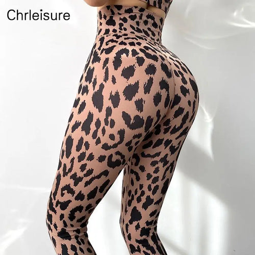 CHRLEISURE Women Sexy Leggings High Waist Leopard Printed Push Up Gym Breathable Workout Pants Fitness Skinny Women Legging