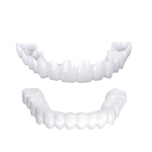 Load image into Gallery viewer, Extra Thin Snap-On Fake Bright White Tooth Veneers Silicone Soft Safe Smile Adhesive Denture Hide Shade Braces