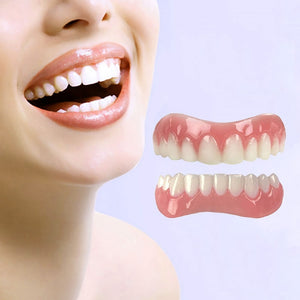 Extra Thin Snap-On Fake Bright White Tooth Veneers Silicone Soft Safe Smile Adhesive Denture Hide Shade Braces