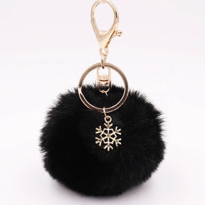 Fur Pom Pom Snow Furry Ball Keychain Faux Fur Keychain Porte Clef Pom-pom De Fourrure Fluffy Bag Charms Rabbit Keychain Keyring