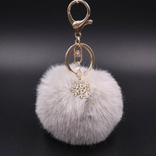 Load image into Gallery viewer, Fur Pom Pom Snow Furry Ball Keychain Faux Fur Keychain Porte Clef Pom-pom De Fourrure Fluffy Bag Charms Rabbit Keychain Keyring
