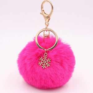 Fur Pom Pom Snow Furry Ball Keychain Faux Fur Keychain Porte Clef Pom-pom De Fourrure Fluffy Bag Charms Rabbit Keychain Keyring