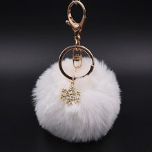 Load image into Gallery viewer, Fur Pom Pom Snow Furry Ball Keychain Faux Fur Keychain Porte Clef Pom-pom De Fourrure Fluffy Bag Charms Rabbit Keychain Keyring