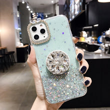 Load image into Gallery viewer, Glitter marble diamond ring holder silicone phone case for iphone 7 8 6 S plus X XR XS 11 Pro MAX for samsung S8 S9 S10 Note 8 9