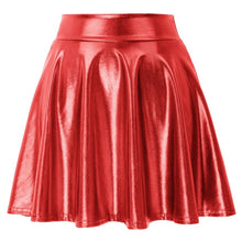 Load image into Gallery viewer, Grace Karin Imitated Leather Shiny Metallic-Like Skater Skirt Women Sexy Short Mini Skirt 2020 Summer Pleated Flare A-Line Skirt