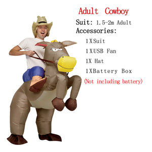 Black Horse Riding Inflatable Costume Cowboy Cosplay Carnival Costumes For Adult