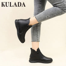 Load image into Gallery viewer, KULADA Boots Women&#39;s Shoes Double Zipper Ankle Boots Black Ankle Botas Waterproof Platform Style Spring Autumn Women Shoes