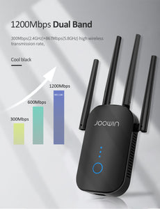 1200Mbps Dual Band 5Ghz Wireless Wifi Repeater Powerful Wifi Router Wifi Extender 4*3dbi Antenna Long Range Wlan WiFi amplifier