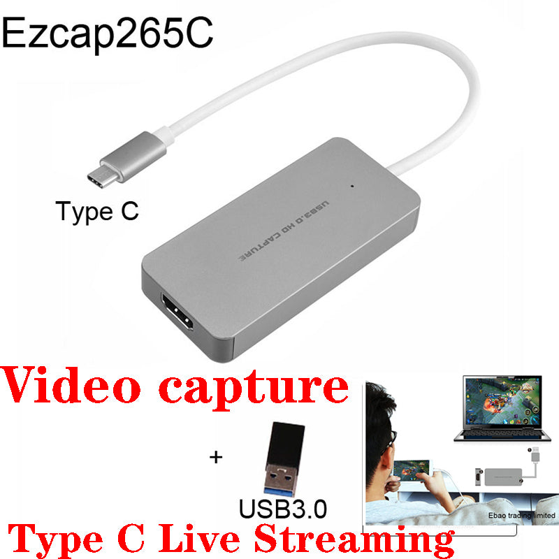 Ezcap 1080P Full HD Video Recorder 265C HDMI to TYPE C Video Capture Card Device For Windows Mac Linux Support Live Streaming