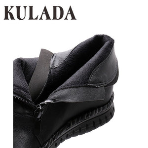 KULADA Boots Women's Shoes Double Zipper Ankle Boots Black Ankle Botas Waterproof Platform Style Spring Autumn Women Shoes