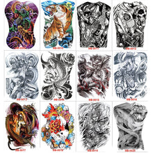 Load image into Gallery viewer, 48*35 cm large tattoo stickers 2018 new designs fish wolf buddha waterproof temporary flash tattoos full back chest body for men