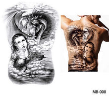 Load image into Gallery viewer, 2020 new designs fish wolf buddha waterproof temporary flash tattoos full back ,chest body