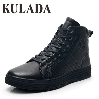 KULADA High Quality Boots Men Ankle Winter Shoes Handmade Outdoor Working Leather Boots Vintage Style Men Waterproof Warm Shoes