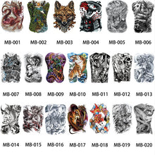 Load image into Gallery viewer, Big Large Full Back Chest Tattoo large tattoo stickers fish wolf Tiger Dragon waterproof temporary flash tattoos cool men women