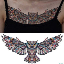 Load image into Gallery viewer, 1sheet Chest Flash Tattoo 23models large flower shoulder arm Sternum tattoos henna body/back paint Under breast skull Black Fire