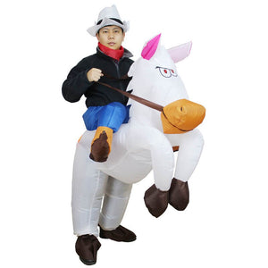 Black Horse Riding Inflatable Costume Cowboy Christmas Cosplay Carnival Rider Cowboy Thanksgiving Costumes For Adult Hallowmas