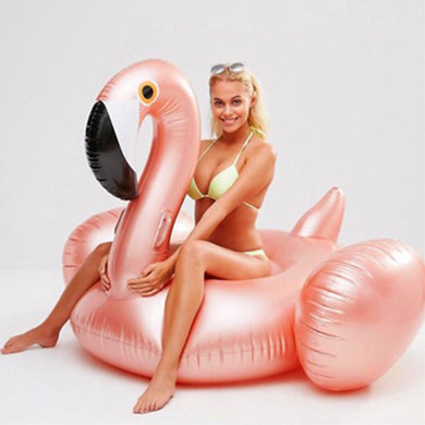 Rose Gold 150cm Giant Inflatable Flamingo Pool Float Newest Pink Ride-On Swimming Ring For Adults Summer Water Holiday Party Toy