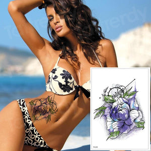 waterproof tattoo stickers bikini peony tattoo & body art flower rose tattoo fake water transfer tattoo temporary tatoo leg arm