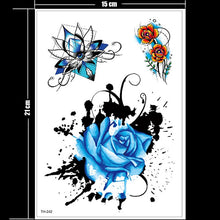 Load image into Gallery viewer, Waterproof Temporary Tattoo Sticker Rose Flower Personality Fake Tatto Sexy Flash Tatoo Hand Arm Foot Tattoo for Girl Women body