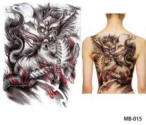 unisex Big Back Chest  tattoo stickers fish wolf Tiger Dragon waterproof temporary  tattoos