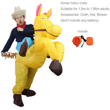 Load image into Gallery viewer, Black Horse Riding Inflatable Costume Cowboy Cosplay Carnival Costumes For Adult