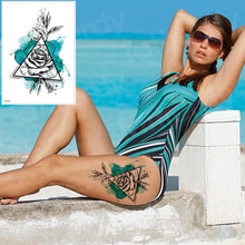 Load image into Gallery viewer, waterproof tattoo stickers bikini peony tattoo &amp; body art flower rose tattoo fake water transfer tattoo temporary tatoo leg arm