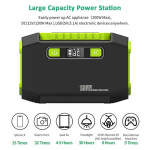 Portable Power Generator Emergency Backup Inverter Station with 110V / 220V Dual AC Outlets, 2 USB 3 DC Ports Outdoor Power