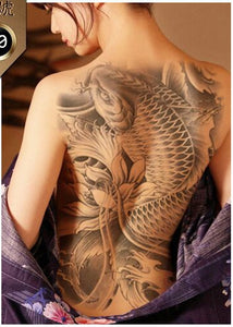 unisex Big Back Chest  tattoo stickers fish wolf Tiger Dragon waterproof temporary  tattoos