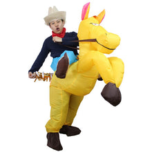 Load image into Gallery viewer, Black Horse Riding Inflatable Costume Cowboy Christmas Cosplay Carnival Rider Cowboy Thanksgiving Costumes For Adult Hallowmas