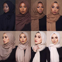 Load image into Gallery viewer, wholesale price 90*180cm women muslim crinkle hijab scarf femme musulman soft cotton headscarf islamic hijab shawls and wraps
