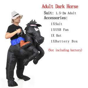 Black Horse Riding Inflatable Costume Cowboy Cosplay Carnival Costumes For Adult