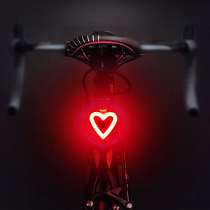 Heart Shape LED Bike Light USB Rechargeable Bicycle Rear Light Waterproof MTB Taillight
