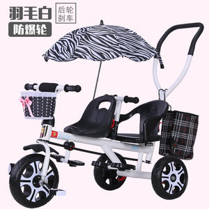 Children's Tricycle Twin Babies Bicycle 1-3-7 Years Old Babies Light Trolley