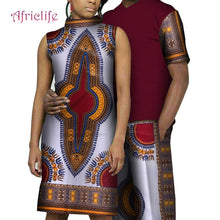 Load image into Gallery viewer, Lover Dresses African Mens Print Top and Pants Sets Couple Clothing Bazin Riche 2 Pieces Lover Couples Clothes WYQ194