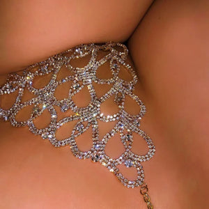 Luxury Lingerie Crystal Belly Body Chain Bra Thong Set Showgirl Sexy Glam Rhinestone Body Jewelry Bra knickers Panties Valentine