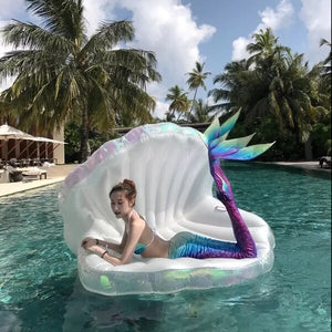 Pool Float Shell Pearl Scallops Inflatable Funny Aquatic Toys Air Mattress
