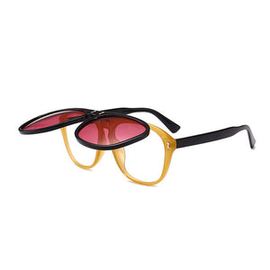 OEC CPO Oversized Square Sunglasses Women Personality Flip Up Grey Sunglasses Men Double Unisex Goggles Eyeglasses UV400 O215
