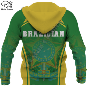 PLstar Cosmos National Emblem Brazil Flag 3D Printed Hoodies Sweatshirts Zip Hooded For Men And Women Casual Streetwear Style-3