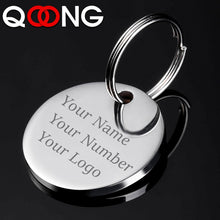 Load image into Gallery viewer, QOONG Custom Engraved Keychain For Car Logo Name Stainless Steel Personalized Gift Customized Anti-lost Keyring Key Chain Ring