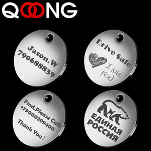 QOONG Custom Engraved Keychain For Car Logo Name Stainless Steel Personalized Gift Customized Anti-lost Keyring Key Chain Ring
