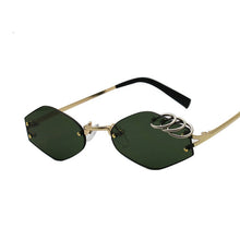 Load image into Gallery viewer, SHAUNA Unique Iron Rings Decoration Women Rimless Sunglasses Retro Men Dark Green Punk Glasses UV400