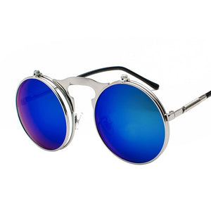 SPLOV Vintage Steampunk Flip Sunglasses Retro Round Metal Frame Sun Glasses for Men Women Brand Designer Circle Glasses Oculos